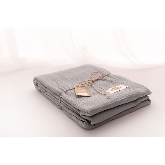 Muslin bedspread 210x240 dark grey