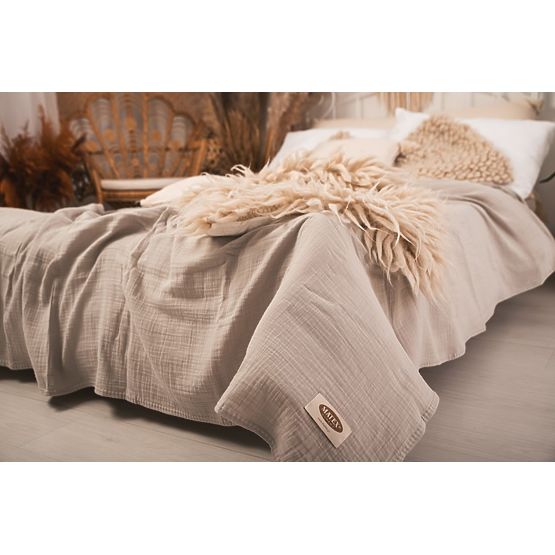 Muslin bedspread 210x240 light beige