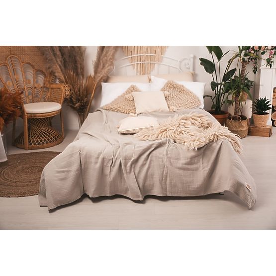 Muslin bedspread 210x240 light beige