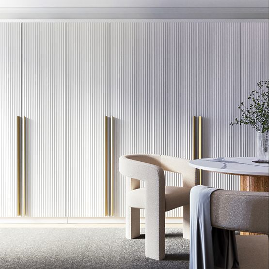 Neroli Four-Door Wardrobe, Simple Grooves, White