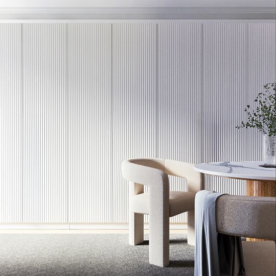 Neroli Four-Door Wardrobe, Simple Grooves, White