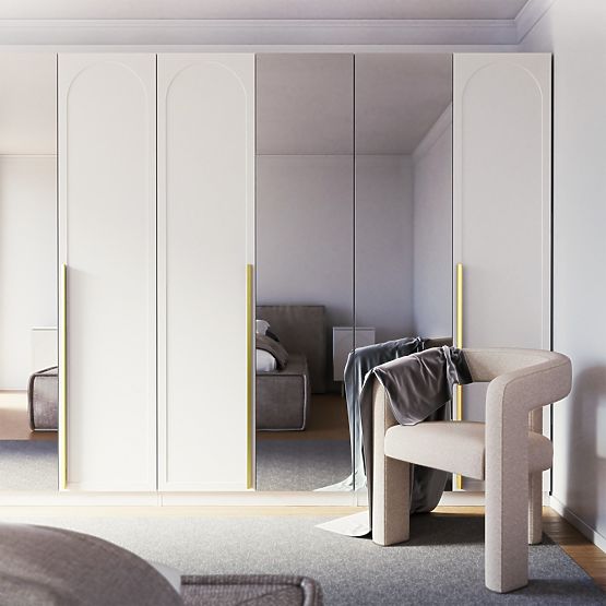 Neroli Wardrobe Door, 45.6 cm, Arched Panel, White, Left