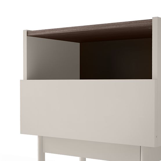 Nightstand with Drawer Berula, Cashmere, Walnut Villa