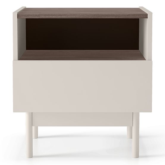 Nightstand with Drawer Berula, Cashmere, Walnut Villa