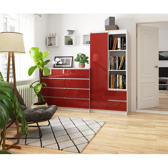 OFFICE SHELF R 80 cm CLP R11 WHITE / RED GLOSS
