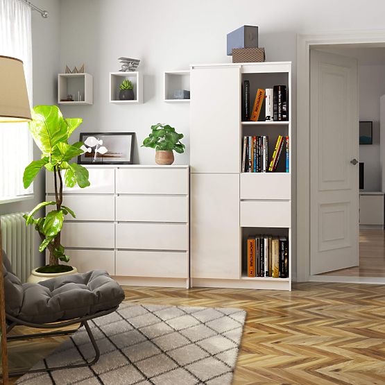 OFFICE SHELF R 80 cm CLP R15 PK WHITE / WHITE GLOSS