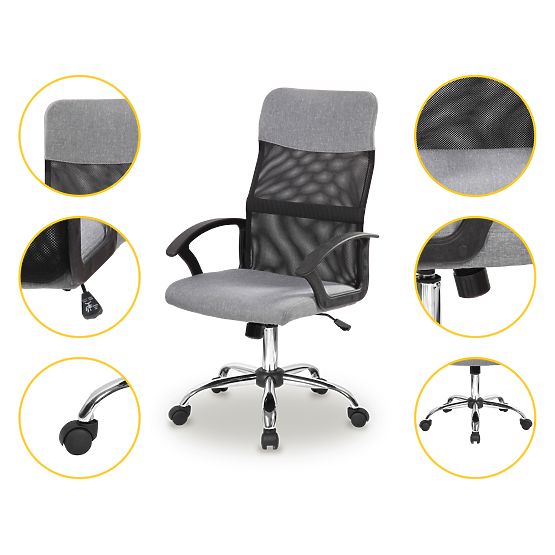 Office Swivel Chair with Mesh Backrest Grey