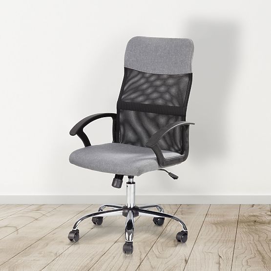 Office Swivel Chair with Mesh Backrest Grey