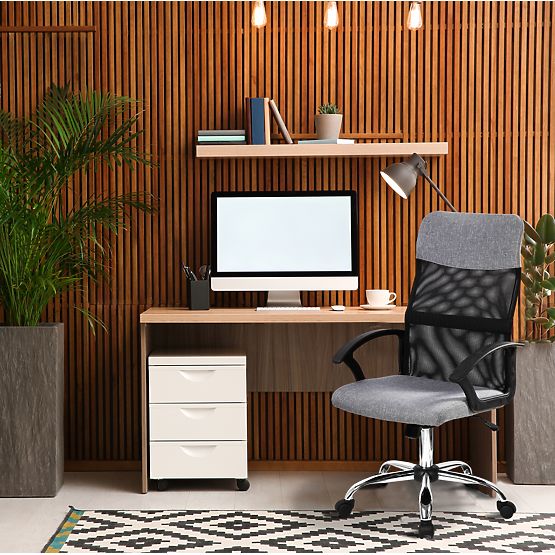 Office Swivel Chair with Mesh Backrest Grey