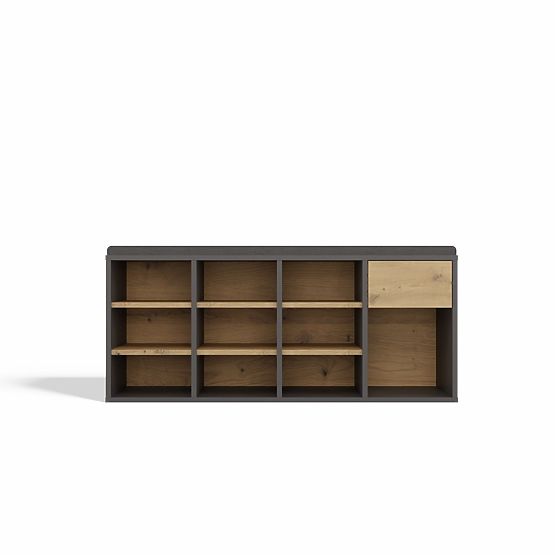 Open Shoe Cabinet TALLIN ANTHRACITE OAK ARTISAN for Hallway
