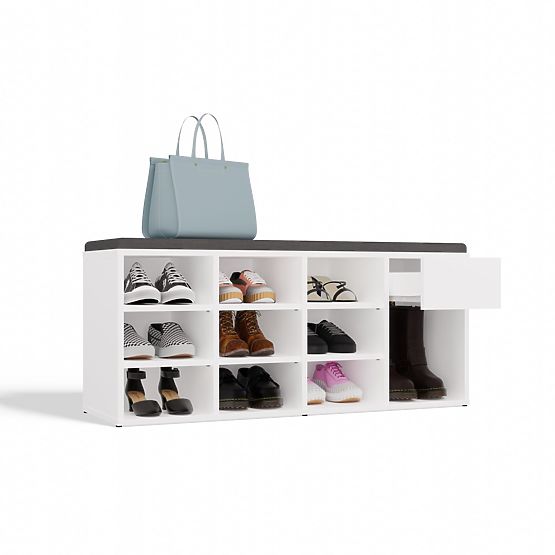 Open Shoe Cabinet TALLIN WHITE for Hallway