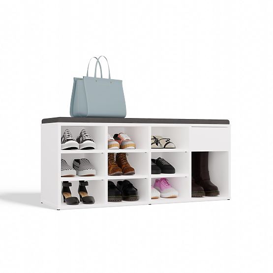 Open Shoe Cabinet TALLIN WHITE for Hallway