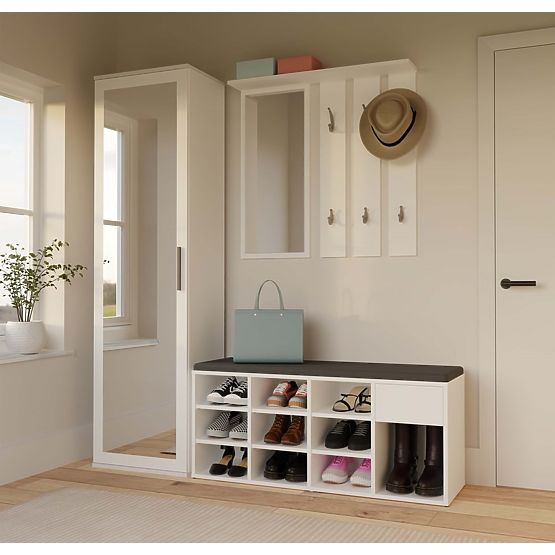 Open Shoe Cabinet TALLIN WHITE for Hallway