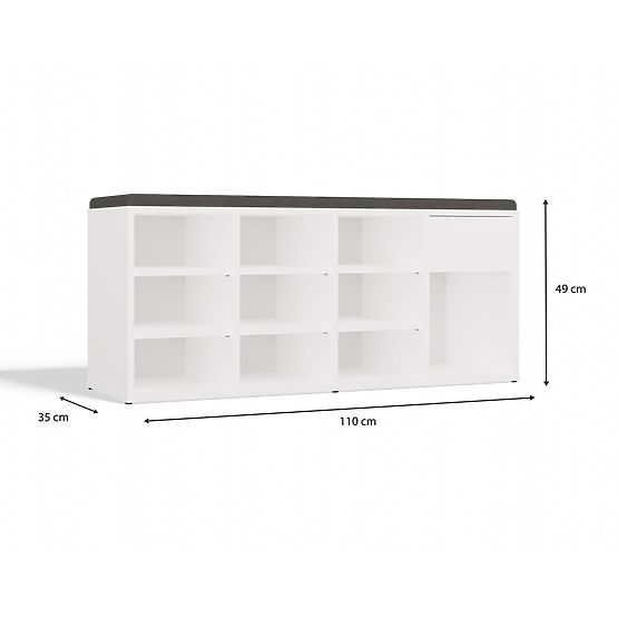 Open Shoe Cabinet TALLIN WHITE for Hallway