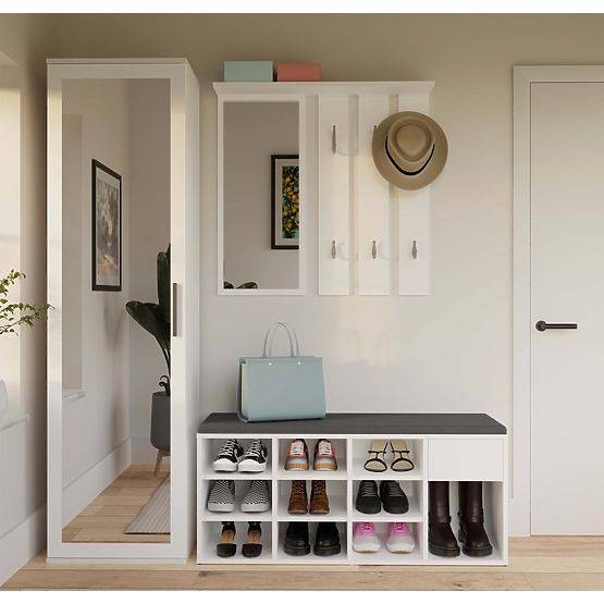 Open Shoe Cabinet TALLIN WHITE for Hallway
