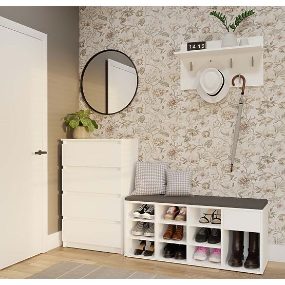 Open Shoe Cabinet TALLIN WHITE for Hallway