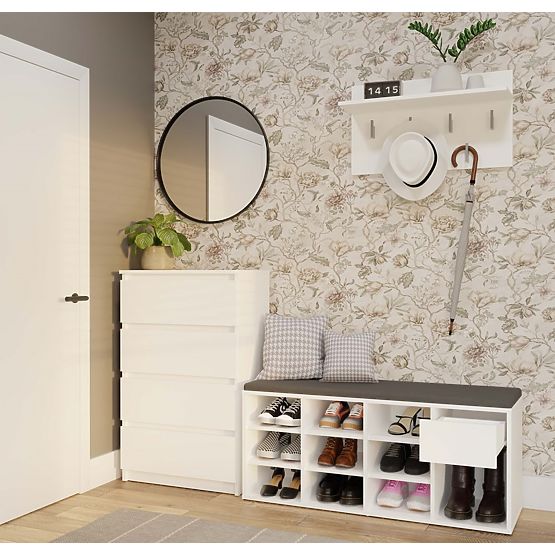 Open Shoe Cabinet TALLIN WHITE for Hallway