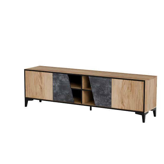 OVO TV Stand Dark Concrete/Old Oak