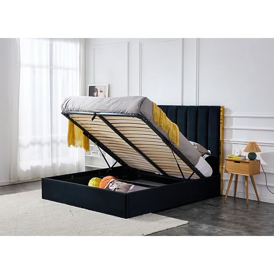 Upholstered bed with high headboard PALLAZO black - 160x200 cm