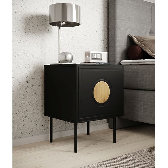 PALAZZO Nightstand (2 pcs = 1 set) Black Matte/Craft Oak