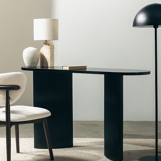 Pauline Desk/Console 140 cm, Black, Slats