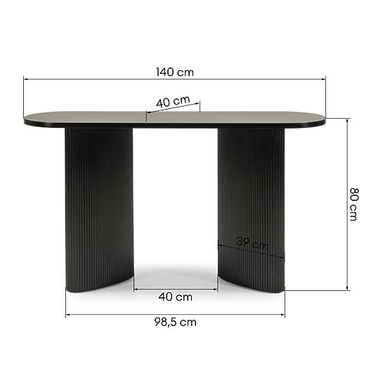 Pauline Desk/Console 140 cm, Black, Slats