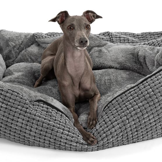 Pet bed with blanket M - gray