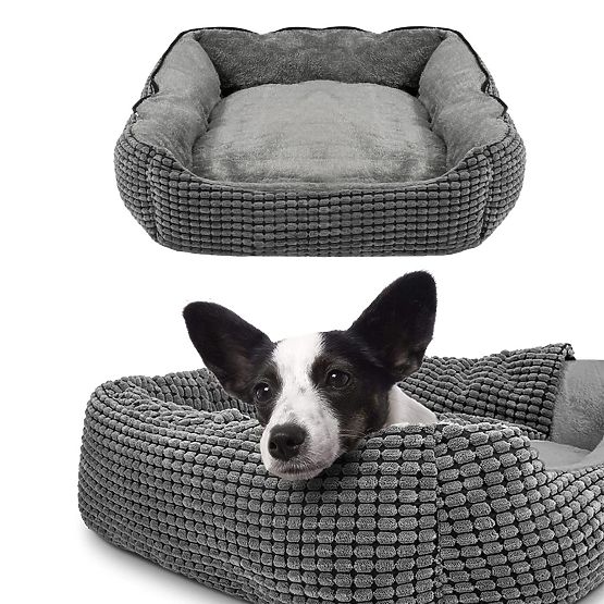 Pet bed with blanket M - gray