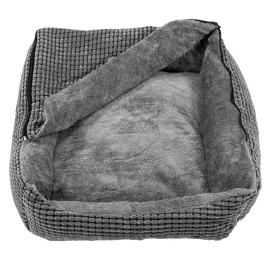 Pet bed with blanket M - gray
