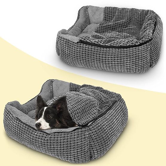 Pet bed with blanket S - gray