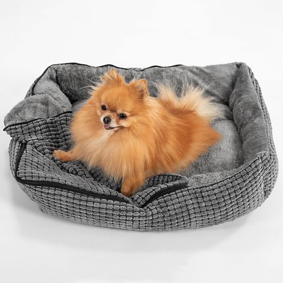 Pet bed with blanket S - gray