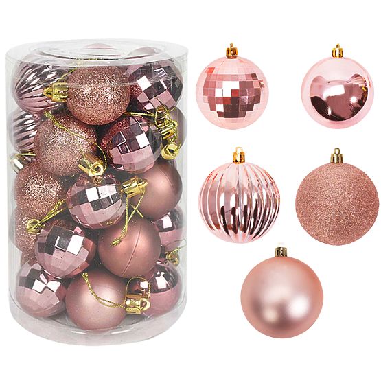 PINK CHRISTMAS BALLS 34 PCS SYSD1688-026