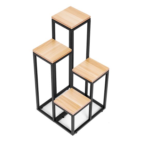 Plant Stand Shelf Decoration with 4 Shelves Metal MDF Light Walnut ModernHome