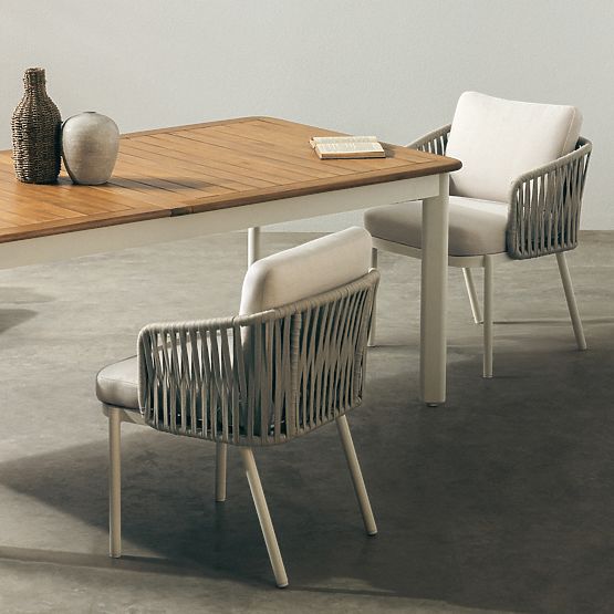 Porticato Garden Chair with Rope Weave, Light Beige