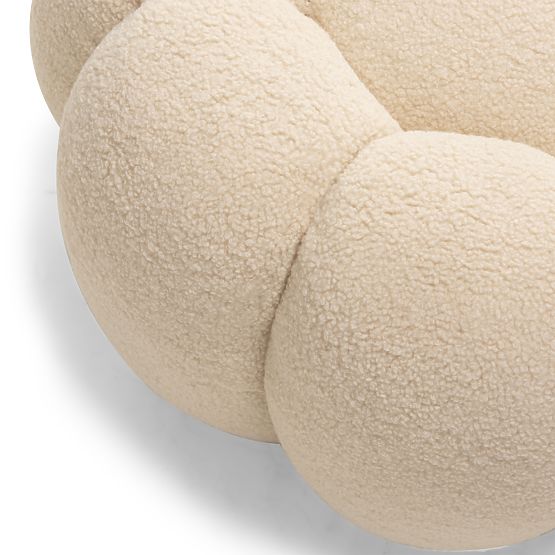 Pouf Perugia, Beige, Bouclé, Rounded Shapes