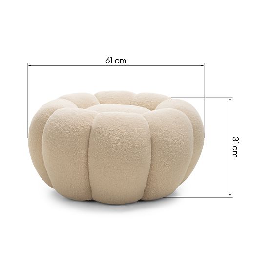 Pouf Perugia, Beige, Bouclé, Rounded Shapes