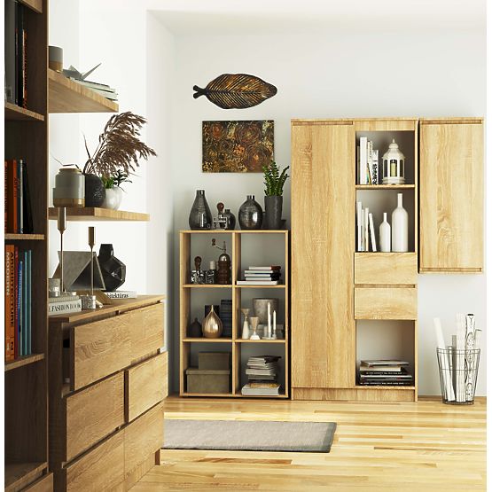 QUAD Shelf Unit with 6 Shelves - Sonoma Oak