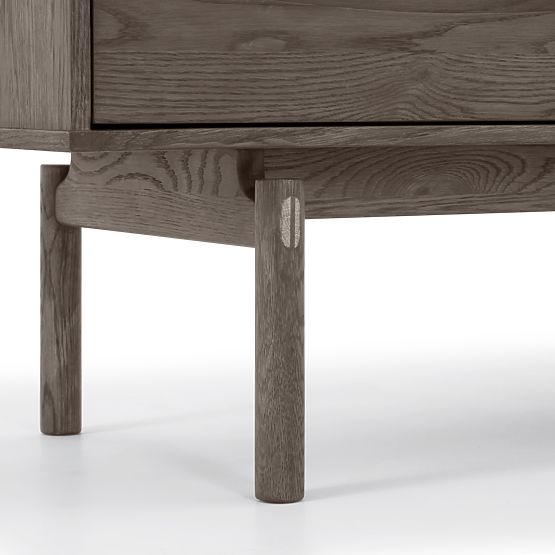 Quadri TV Cabinet with Drawers, Solid Oak Wood, Veneer, Espresso Brown