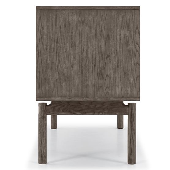 Quadri TV Cabinet with Drawers, Solid Oak Wood, Veneer, Espresso Brown