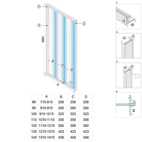 Rea Alex 90 Shower Doors