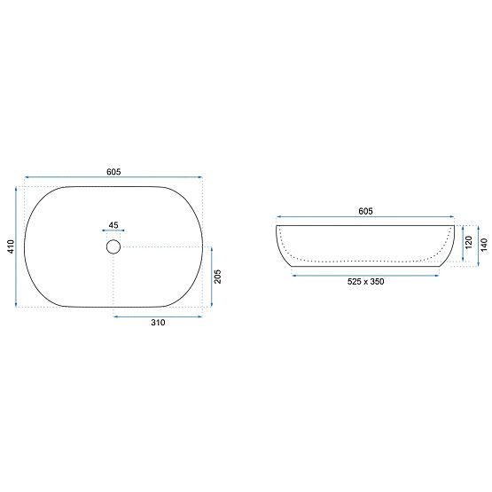 Rea CLEO 61 BLACK AIAX MATT Countertop Basin
