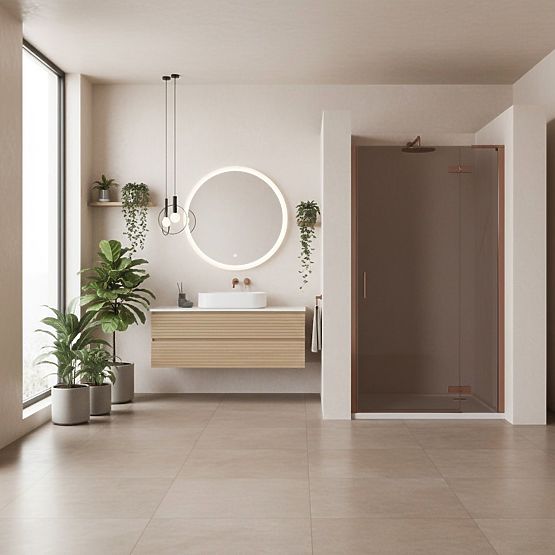 Rea Hugo 90 Brushed Copper Shower Doors