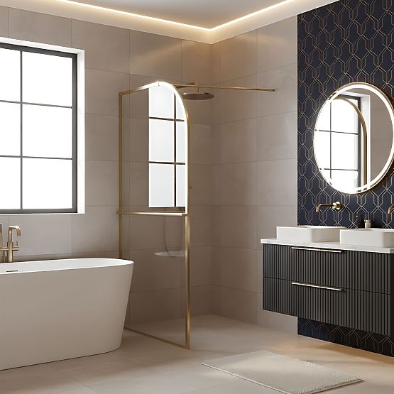 Rea Sky Brush Gold 120 Shower Screen