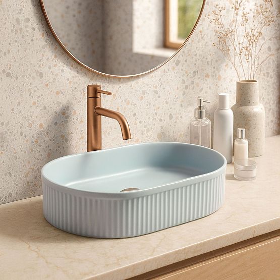 Rea Vanda Baby Blue Matt Furniture Washbasin