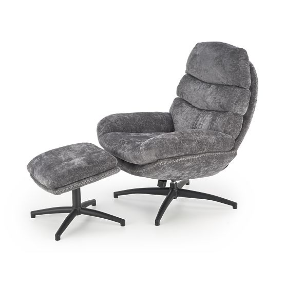 Recliner Chair DARIO with Footrest and Rocking Function, Gray (1p=1pc)