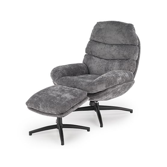 Recliner Chair DARIO with Footrest and Rocking Function, Gray (1p=1pc)