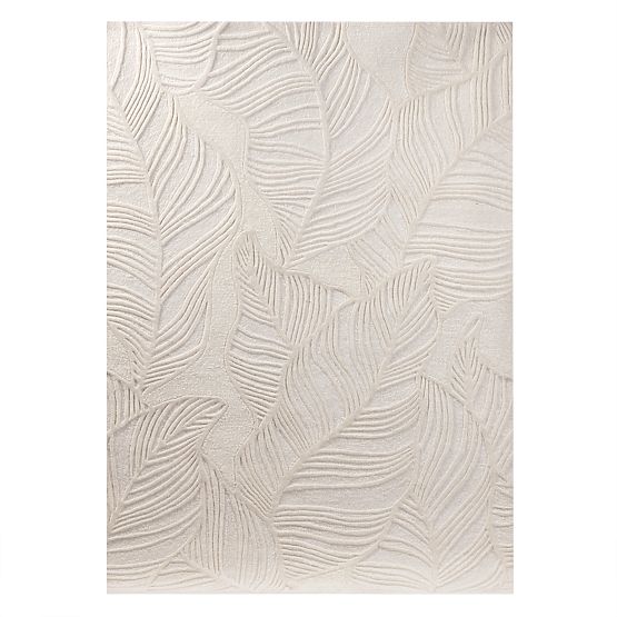 Rectangular Carpet Mona Tufted, Wool, Cream, Leaves, Carpet Size: 190x290