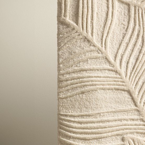 Rectangular Carpet Mona Tufted, Wool, Cream, Leaves, Carpet Size: 190x290