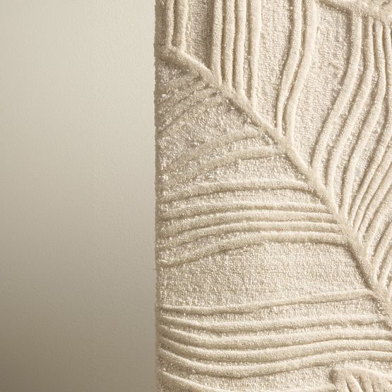 Rectangular Mona Tufted Wool Rug, Cream, Leaves, Rug Size: 160x230