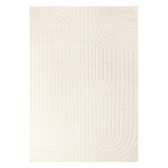 Rectangular Rug Dunes, Arches, Wool, Cream, Rug Size: 120x180